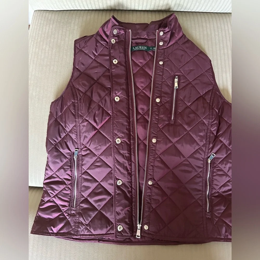 Women’s Ralph Lauren Women’s Wine Color Quilted Vest, Sz. PL (*PETITE LRG*) NWOT - Picture 6 of 6